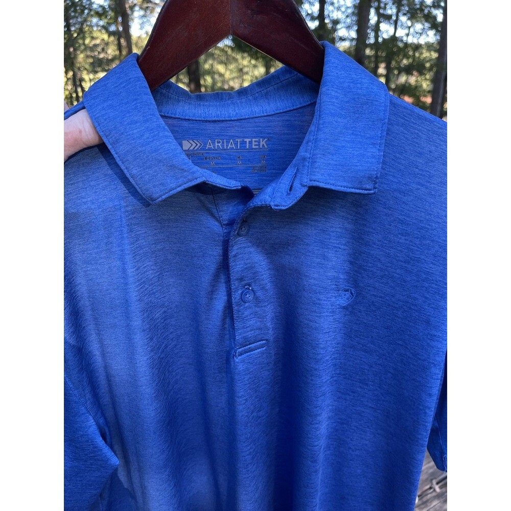 AriatTEK Performance Polo Shirt Blue Heathered Logo 10048728 Mens Medium